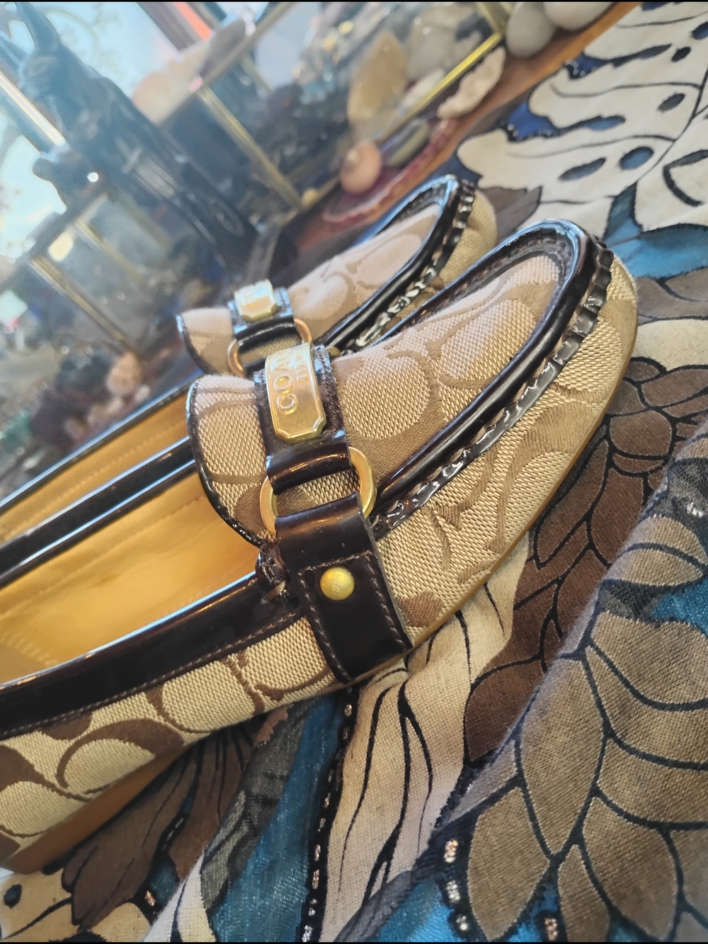 Coach Brown Signature Canvas Loafers with Dark Brown Trim - Picture 9 of 16